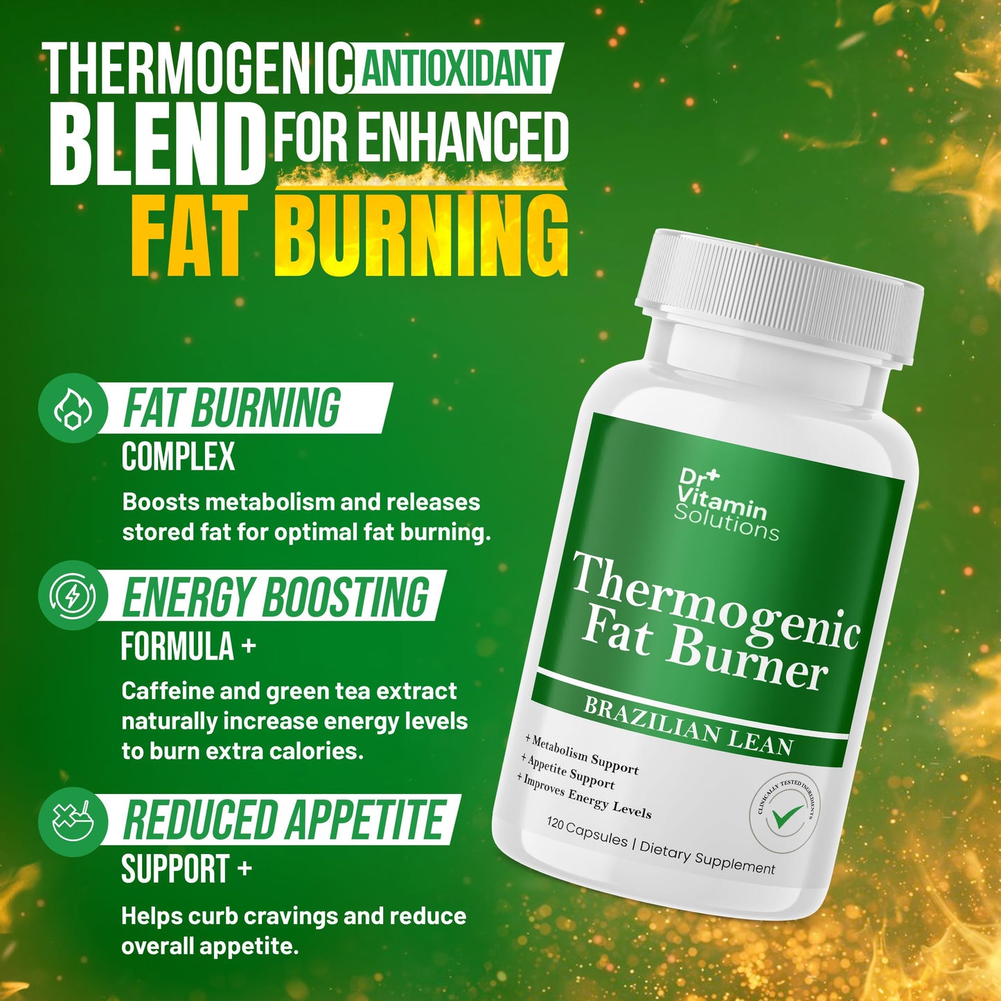 Thermogenic Fat Burner Brazilian Lean, Weight Loss Pills for Women, Waist Trimmer & Supplements for Bloating for Women & Men, 60 Capsules